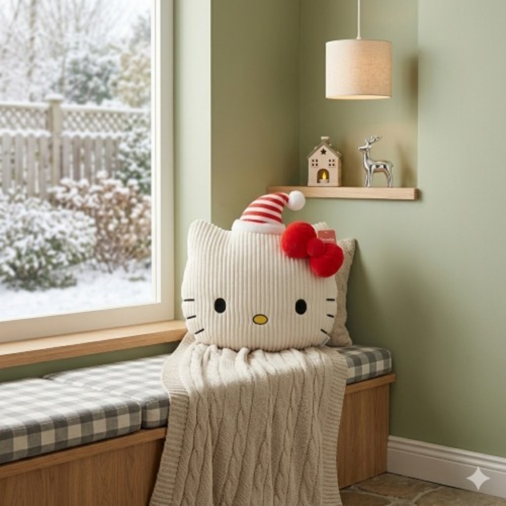 Festive Hello Kitty Santa Pillow – Plush Holiday Red/White Accent